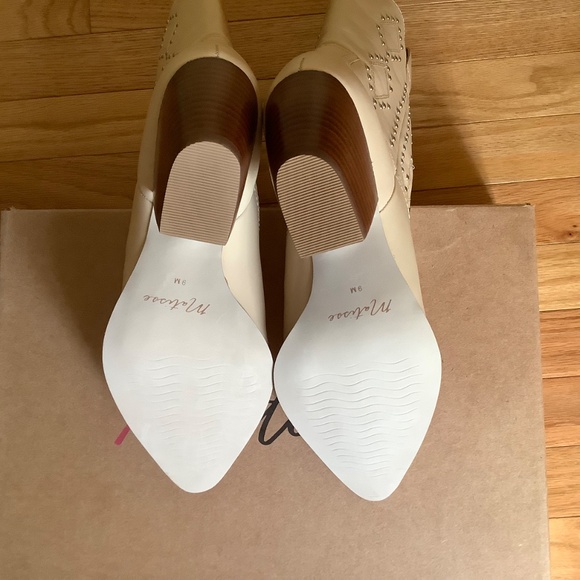 Matisse Cascade Leather Western Block Heel Boots Beige SZ 9 - Picture 13 of 16